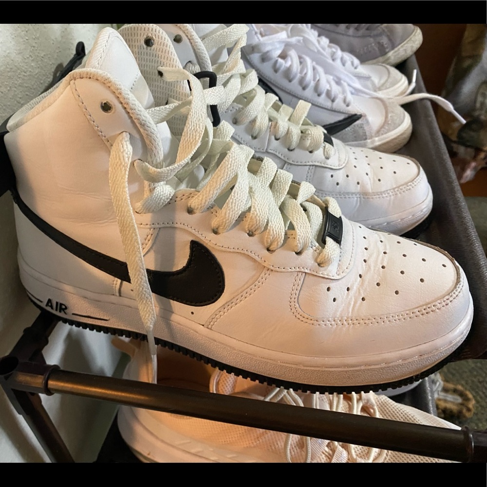 Nike Air Force 1 High Top Sneakers - White and Black - Picture 4 of 4
